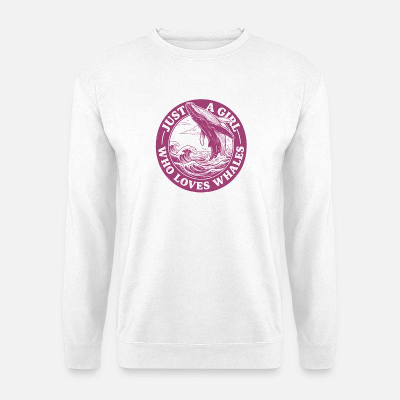 Wal Motiv: Mädchen Liebe Wale - Unisex Pullover - Weiß