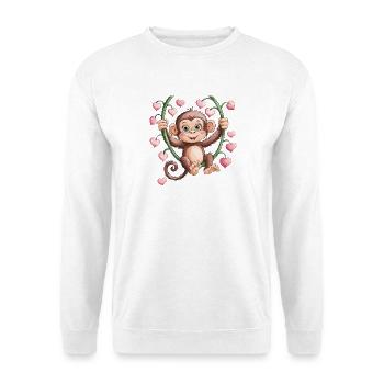  Süßes Affenbaby mit Herzchen Motiv für Kinder - Unisex Pullover - Weiß - Vorne