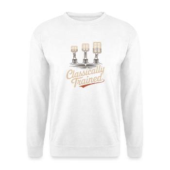 Classically Trained Petrolhead KFZ Mechaniker - Unisex Pullover - Weiß - Vorne - Alina (178cm) & Michal (187cm)