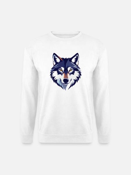 Wolfsblick Wolfskopf Wolf Kopf Motiv - Unisex Pullover - Weiß