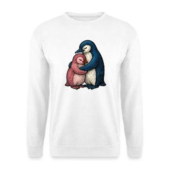 Umarmte Pinguine: Blau Rosa Duo - Unisex Pullover - Weiß - Vorne
