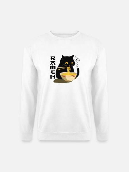 Ramen Lover – Kot z makaronem - Bluza unisex - biały
