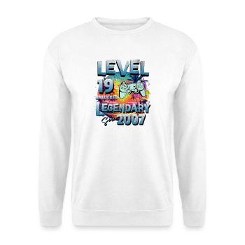 Level 19 Jahre Freigeschaltet seit 2007 Geburtstag - Unisex Pullover - Weiß - Vorne