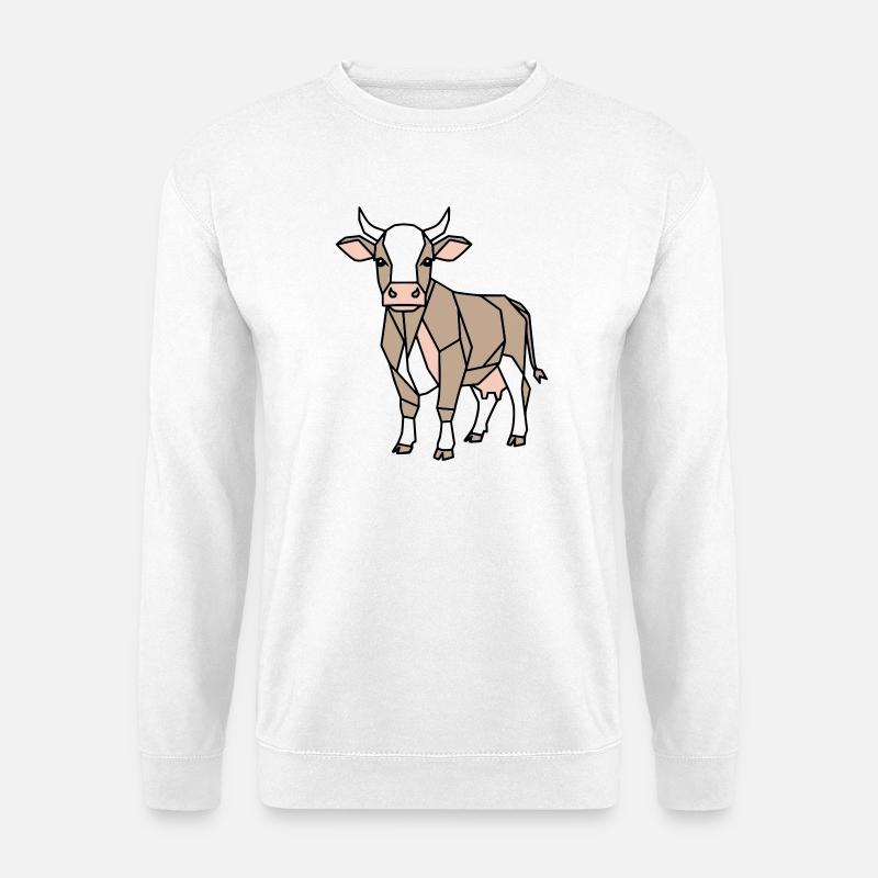 Geometrische Kuh Low Poly Modern - Unisex Pullover - Weiß