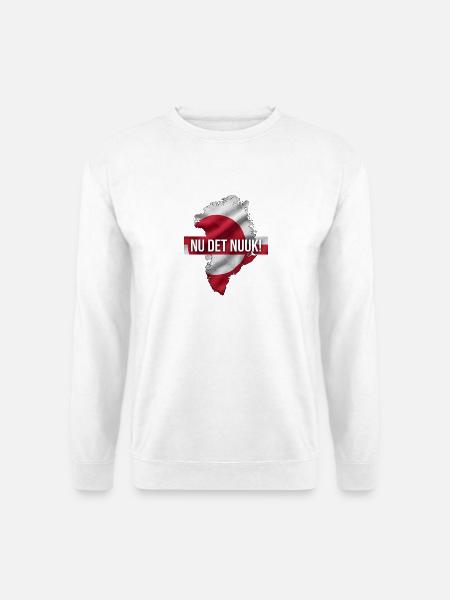 Grönland-Kartenflagge Nuuk Hauptstadt Slogan-Design - Unisex Pullover - Weiß