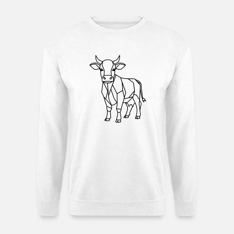 Geometrische Kuh Low Poly Outline - Unisex Pullover - Weiß