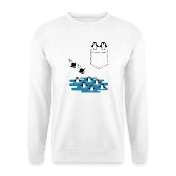 Penguin Jump Into The Water Pocket Design - Unisex Sweatshirt - white - Front