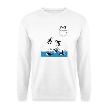 Penguin Jump Into The Water Pocket Design - Unisex Sweatshirt - white - Front