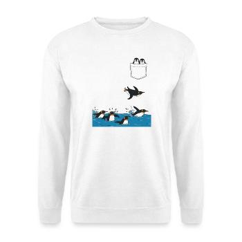 Penguin Jump Into The Water Pocket Design - Unisex Sweatshirt - white - Front