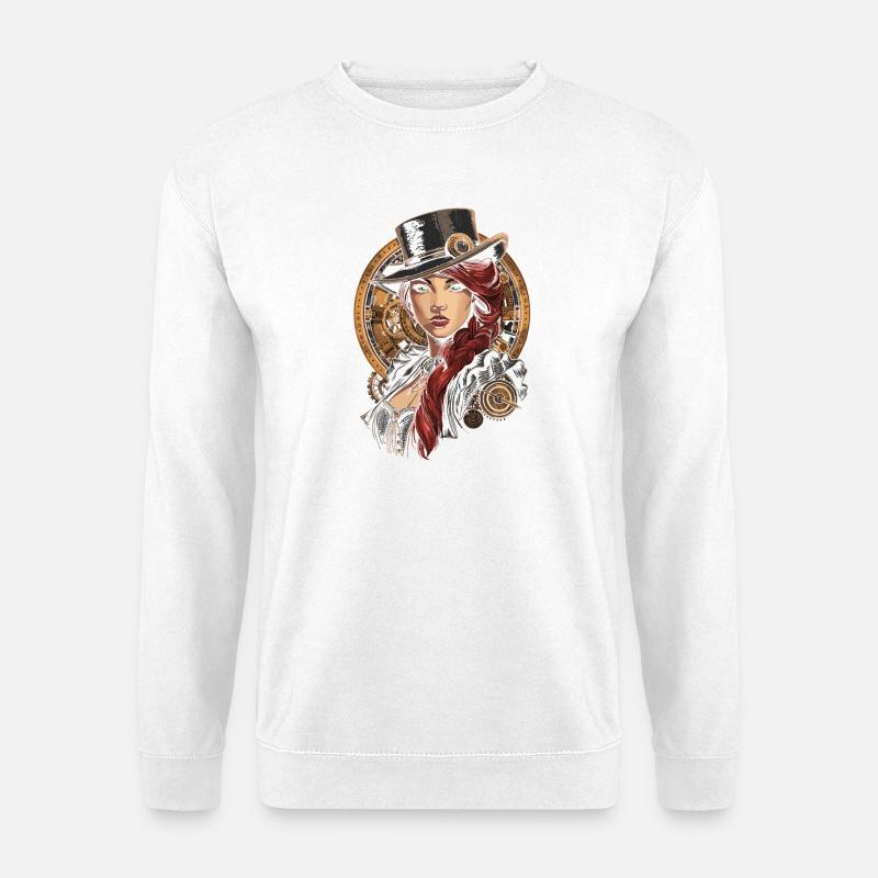 Steam Punk Schöne Frauen Steampunk - Unisex Pullover - Weiß
