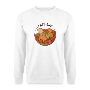 Capybara sofa with pizza cozy animal motif - Unisex Sweatshirt - white - Front