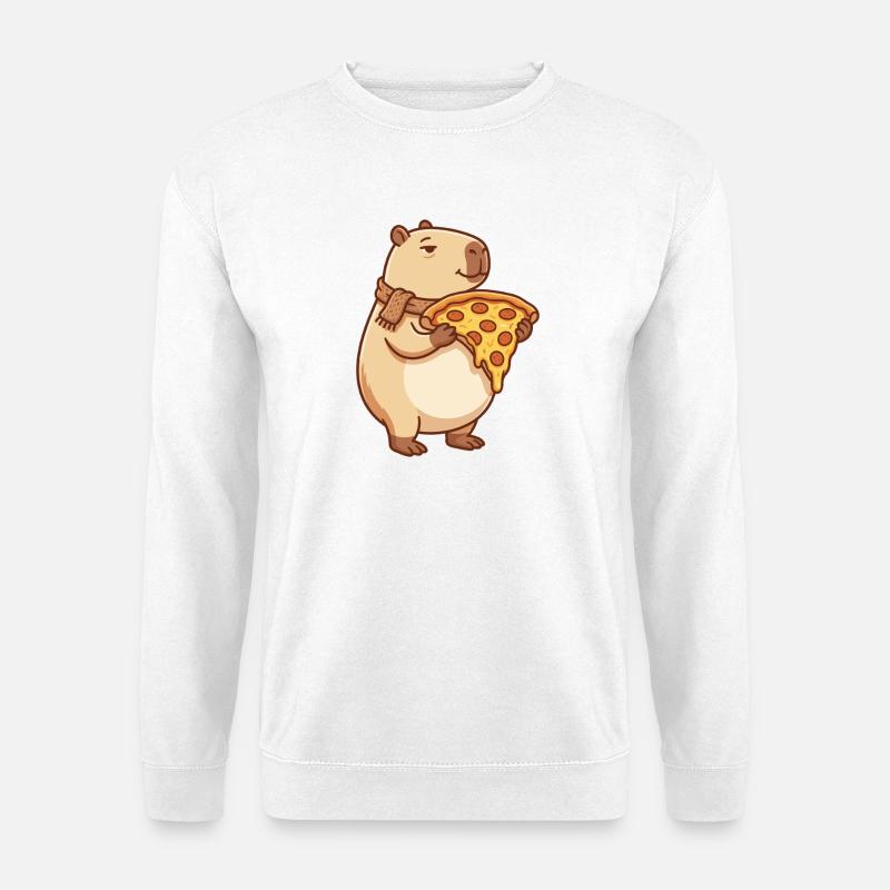 Pizza Capybara with melty cheese - Unisex Sweatshirt - white