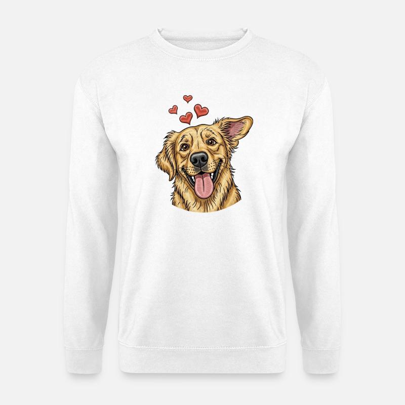 Fröhlicher Hund mit Herzen - Unisex Pullover - Weiß