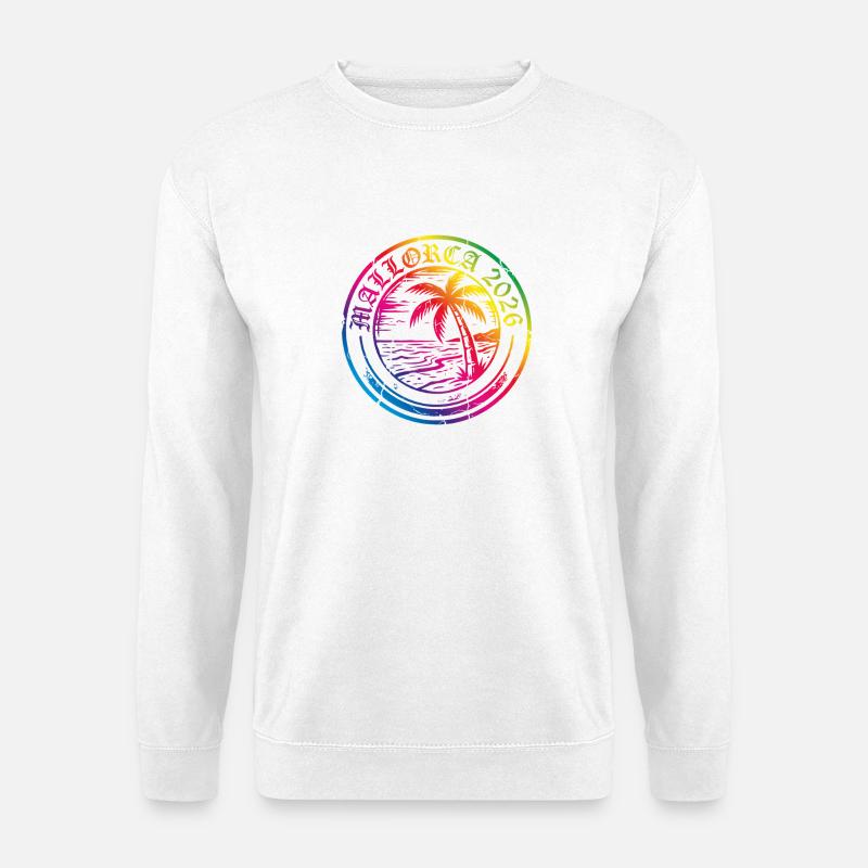 Mallorca 2026 Bunt Palme - Unisex Pullover - Weiß
