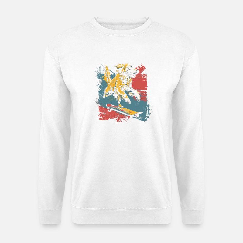 Hund Skateboard Splash - Unisex Pullover - Weiß