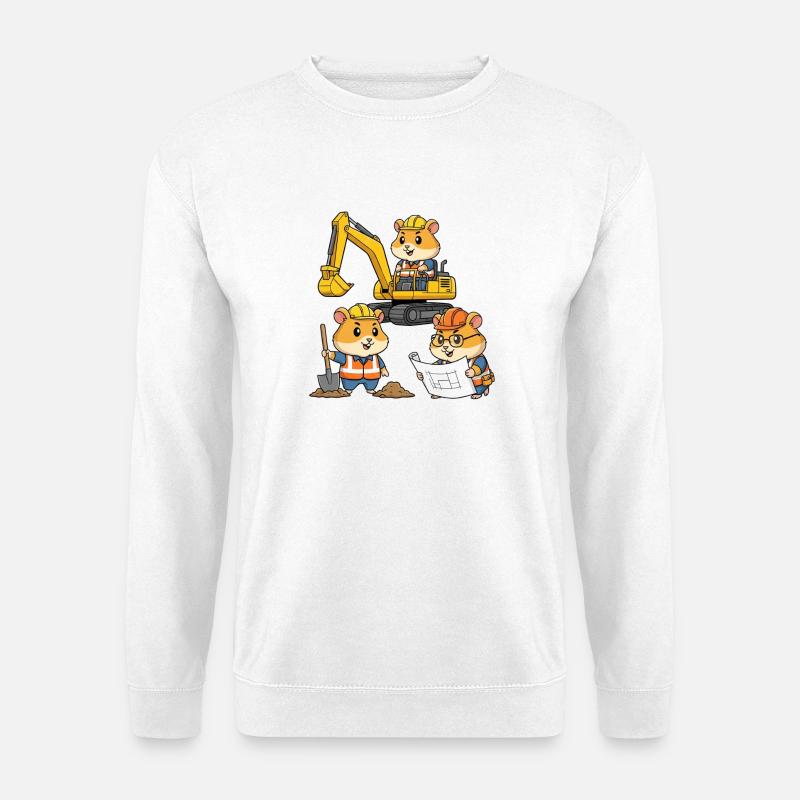 Hamster Bauarbeiter - Unisex Pullover - Weiß