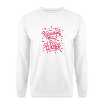 Karnevalsmaus Rut Wiess Köln Kölner Karneval Maus - Unisex Pullover - Weiß - Vorne - Alina (178cm) & Michal (187cm)