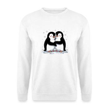 Pinguin Paar Pärchen Verliebt Valentinstag - Unisex Pullover - Weiß - Vorne