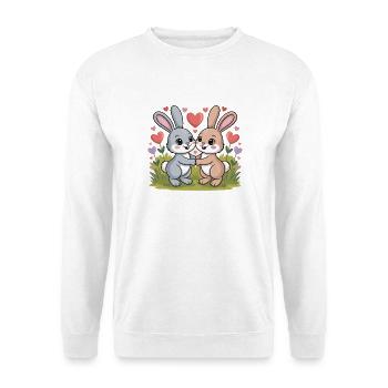 Couple de lapins Amour Pâques En amour - Sweat-shirt Unisexe - blanc - Devant