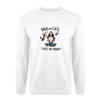 Yoga and cats: My therapy - Unisex Sweatshirt - white - Front