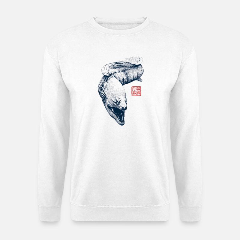 Muräne mit Kanji Stempel - Unisex Pullover - Weiß