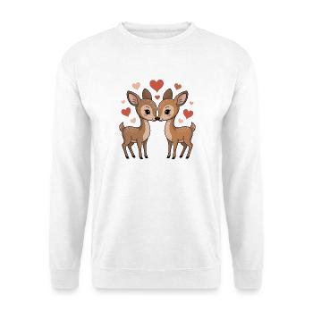 Couple de cerfs pour la Saint-Valentin - Sweat-shirt Unisexe - blanc - Devant