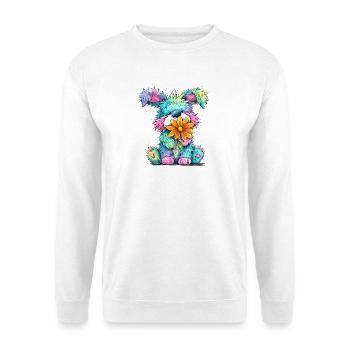 Colorful puppy with flower - Unisex Sweatshirt - white - Front