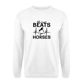 Mon cœur bat pour les chevaux - Sweat-shirt Unisexe - blanc - Devant