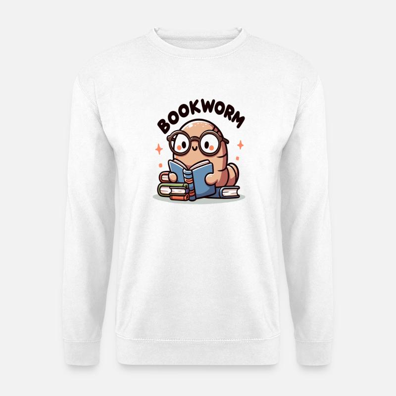 Spectacle bookworm while reading - Unisex Sweatshirt - white