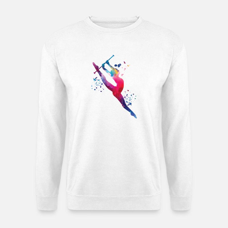Gymnast with baton rhythmic gymnastics - Unisex Sweatshirt - white
