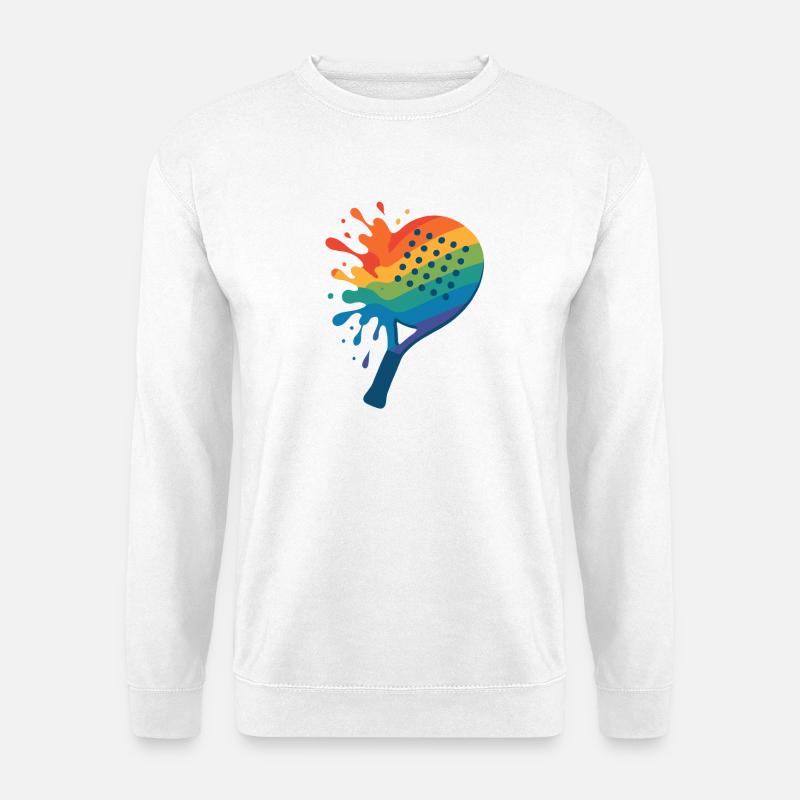 Bunter Padel-Schläger - Unisex Pullover - Weiß