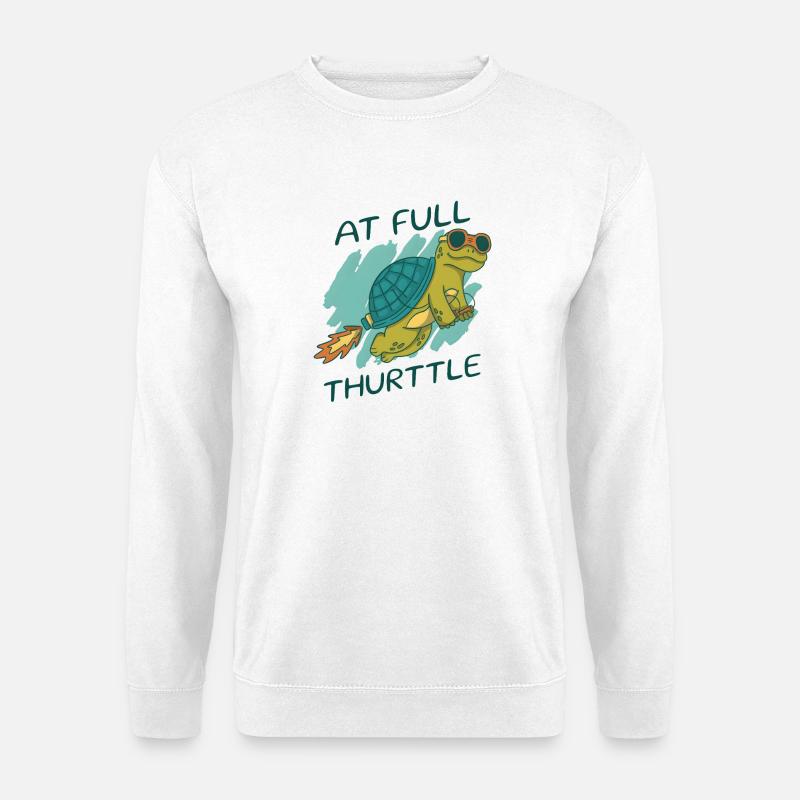 At Full Thurttle – Funny Rocket Turtle - Unisex Sweatshirt - white