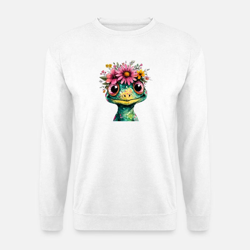 Blumenkrone Frosch Illustration - Unisex Pullover - Weiß