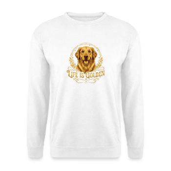 Life is Golden: Golden Retriever - Unisex Pullover - Weiß - Vorne - Alina (178cm) & Michal (187cm)