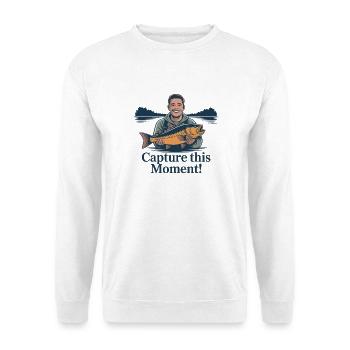 Fang diesen Moment ein: Angeln - Unisex Pullover - Weiß - Vorne