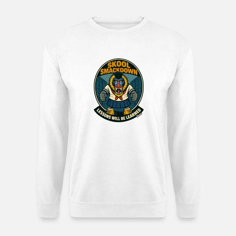 School Smackdown Primates Monkey Mandrill - Unisex Sweatshirt - white