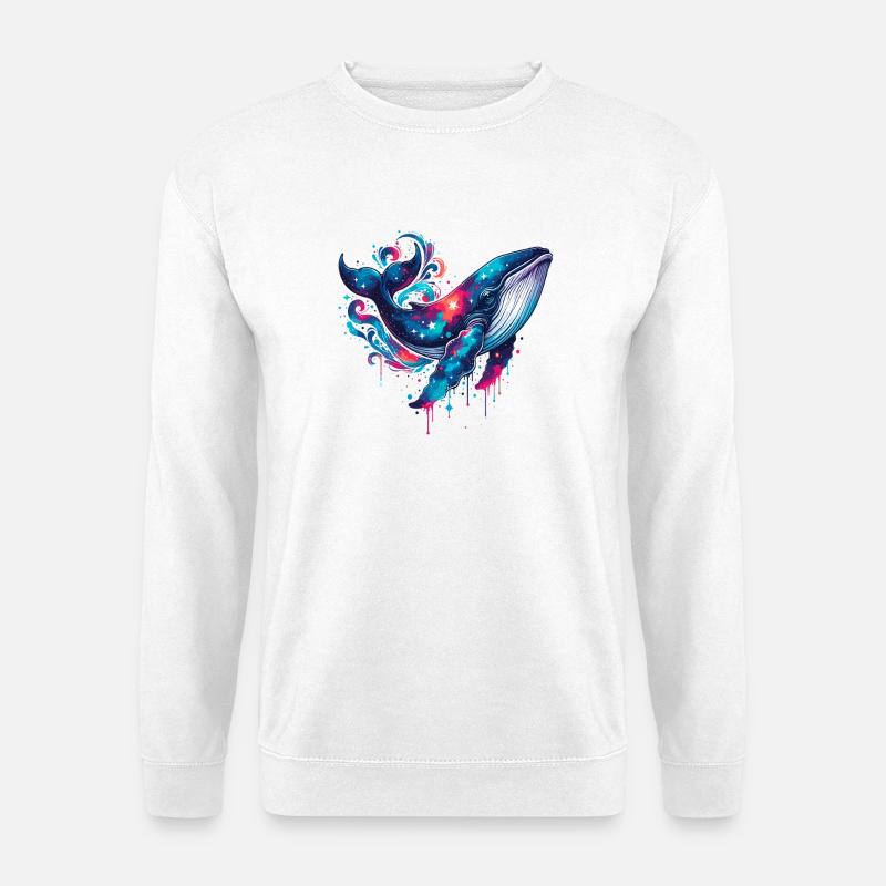 Galaxie Wal Wasserfarben-Print - Unisex Pullover - Weiß