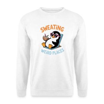 Schwitzen Sprüche Lustiges Schwitzen Geschenk - Unisex Pullover - Weiß - Vorne - Alina (178cm) & Michal (187cm)