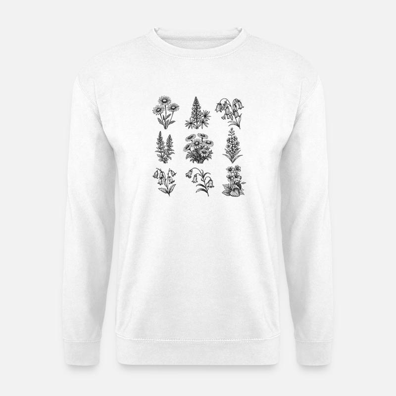 Night Blossom Botanical Pattern - Unisex Sweatshirt - white