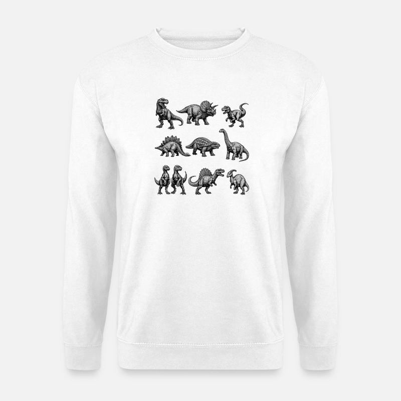 Dino Silhouetten Muster - Unisex Pullover - Weiß