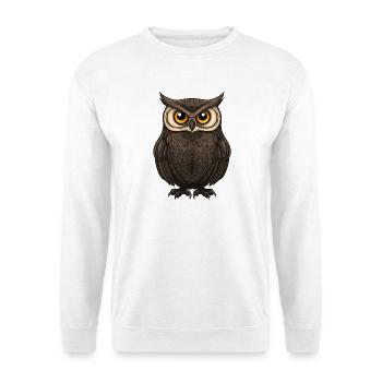 Wald-Eulenporträt im Cartoon-Stil - Unisex Pullover - Weiß - Vorne