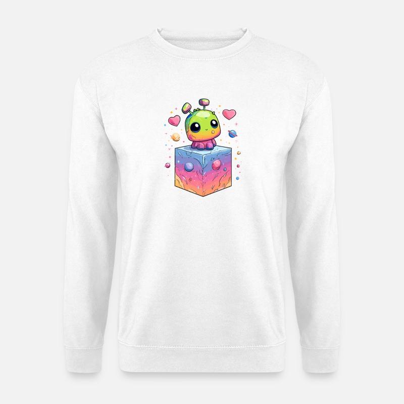 Kunterbunter Weltraumroboter - Unisex Pullover - Weiß