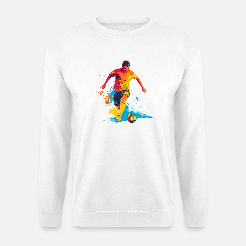 Farbexplosion Fußballheld im Sprint - Unisex Pullover - Weiß