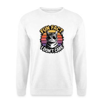 Petite anecdote : Je m’en fiche - Cat Retro - Sweat-shirt Unisexe - blanc - Devant