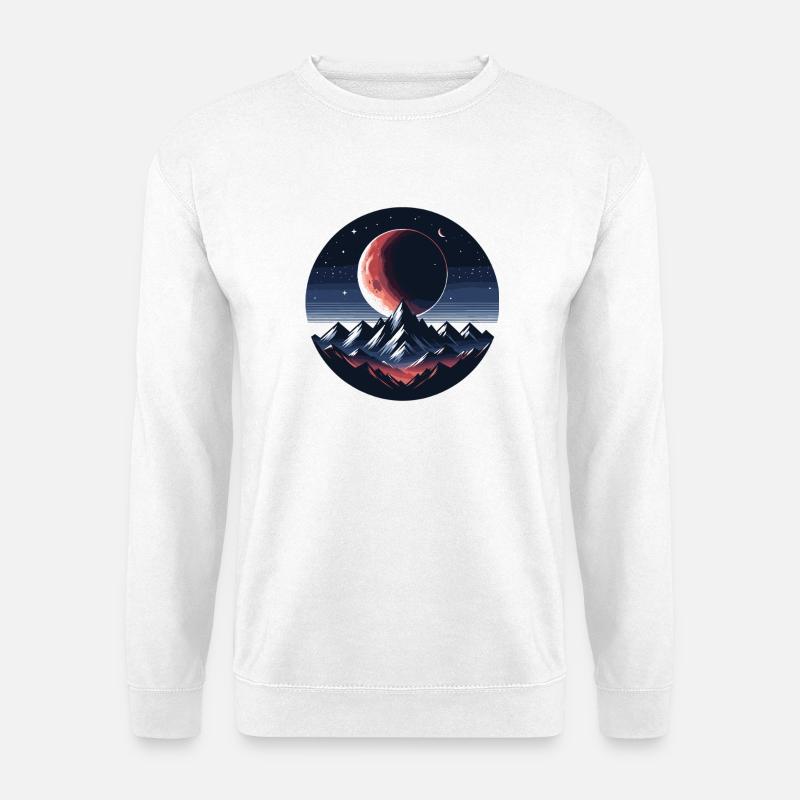 Mondschein über Bergkette - Unisex Pullover - Weiß