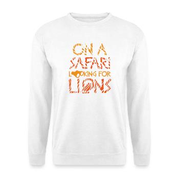 Safari Afrika serengeti wildlife savanne löwe - Unisex Pullover - Weiß - Vorne - Alina (178cm) & Michal (187cm)