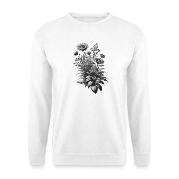 Graue Botanische Blumenbouquet Illustration - Unisex Pullover - Weiß - Vorne