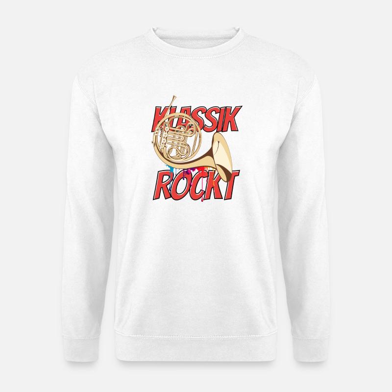French Horn Classical Rocks Orchestra Horn Player - Unisex Sweatshirt - white