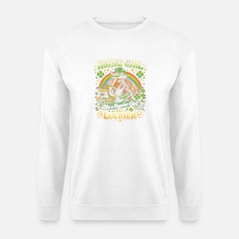 Pferdemädchen mit Regenbogenglück - Unisex Pullover - Weiß