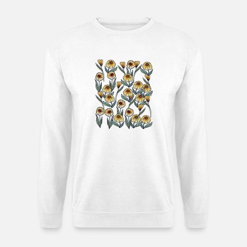 Sunlit Daisy Floral Pattern - Unisex Sweatshirt - white